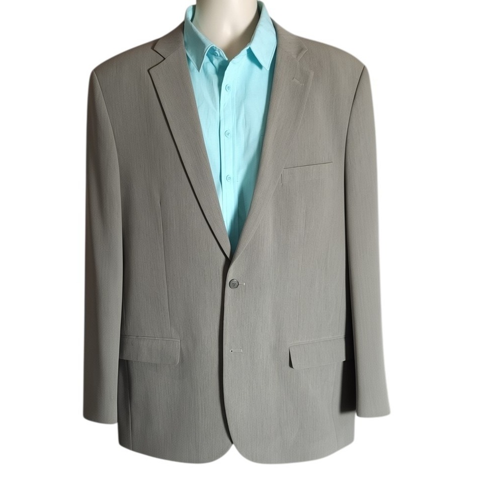 Nautica Men's Gray Suit 48L Modern Fit 2-Pc Solid Stretch Professional Wedding